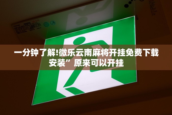 一分钟了解!微乐云南麻将开挂免费下载安装”原来可以开挂