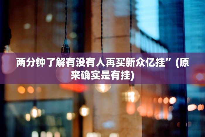 两分钟了解有没有人再买新众亿挂”(原来确实是有挂)