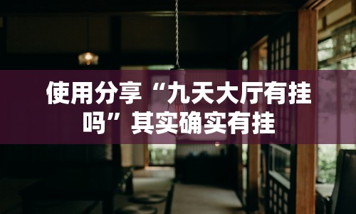 使用分享“九天大厅有挂吗”其实确实有挂